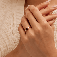 Three Stone Ring with Created Sapphire and 0.20tw of Laboratory-Grown Diamonds in 9kt Yellow Gold Rings Bevilles 