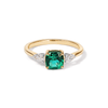 Three Stone Ring with Created Emerald and 0.20tw of Laboratory-Grown Diamonds in 9kt Yellow Gold Rings Bevilles 