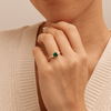 Three Stone Ring with Created Emerald and 0.20tw of Laboratory-Grown Diamonds in 9kt Yellow Gold Rings Bevilles 