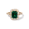 Created Emerald Halo Ring with 1.26tw of Laboratory-Grown Diamonds in 9kt Yellow Gold Rings Bevilles 