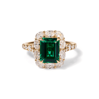 Created Emerald Halo Ring with 1.26tw of Laboratory-Grown Diamonds in 9kt Yellow Gold Rings Bevilles 