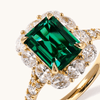 Created Emerald Halo Ring with 1.26tw of Laboratory-Grown Diamonds in 9kt Yellow Gold Rings Bevilles 