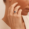 Oval Created Sapphire Halo Ring with 1.20tw of Laboratory-Grown Diamonds in 9kt Yellow Gold Rings Bevilles 