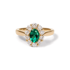 Oval Created Sapphire Emerald Ring with 0.62tw of Laboratory-Grown Diamonds in 9kt Yellow Gold Rings Bevilles 
