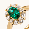 Oval Created Sapphire Emerald Ring with 0.62tw of Laboratory-Grown Diamonds in 9kt Yellow Gold Rings Bevilles 