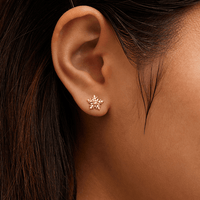 Cubic Zirconia Snowflake Stud Earrings in 18kt Fine Gold Plating Earrings Bevilles 