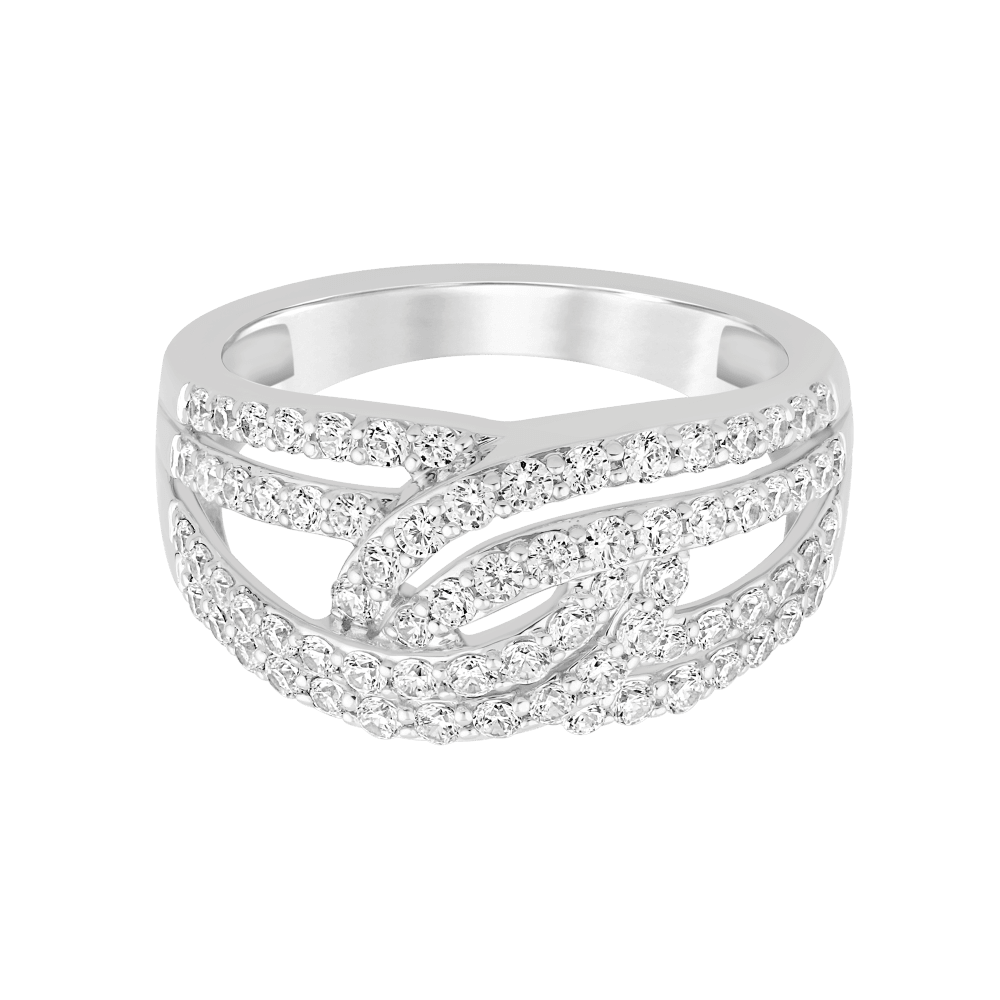Swirl Multirow Ring with 1.00tw of Laboratory-Grown Diamonds in Sterling Silver Rings Bevilles 