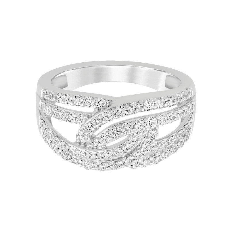 Swirl Multirow Ring with 1.00tw of Laboratory-Grown Diamonds in Sterling Silver Rings Bevilles 