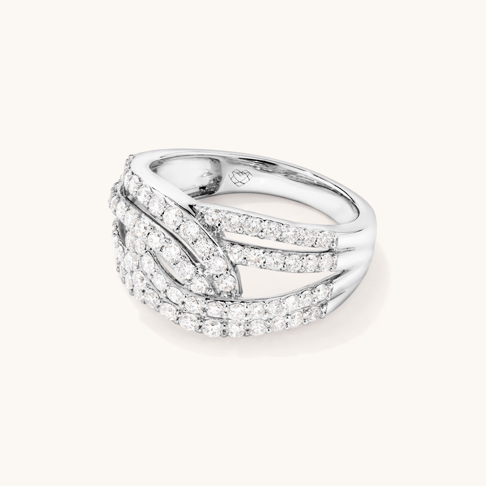 Swirl Multirow Ring with 1.00tw of Laboratory-Grown Diamonds in Sterling Silver Rings Bevilles 