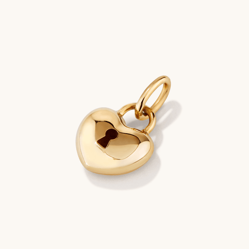 Puff Heart Lock Pendant in 9kt Yellow Gold Pendants Bevilles 