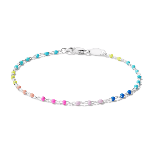 17cm Rainbow Enamel Beaded Bracelet in Sterling Silver Bracelets Bevilles 