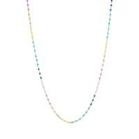 45cm Rainbow Enamel Beaded Necklace in Sterling Silver Necklaces Bevilles 