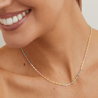 45cm Rainbow Enamel Beaded Necklace in Sterling Silver Necklaces Bevilles 