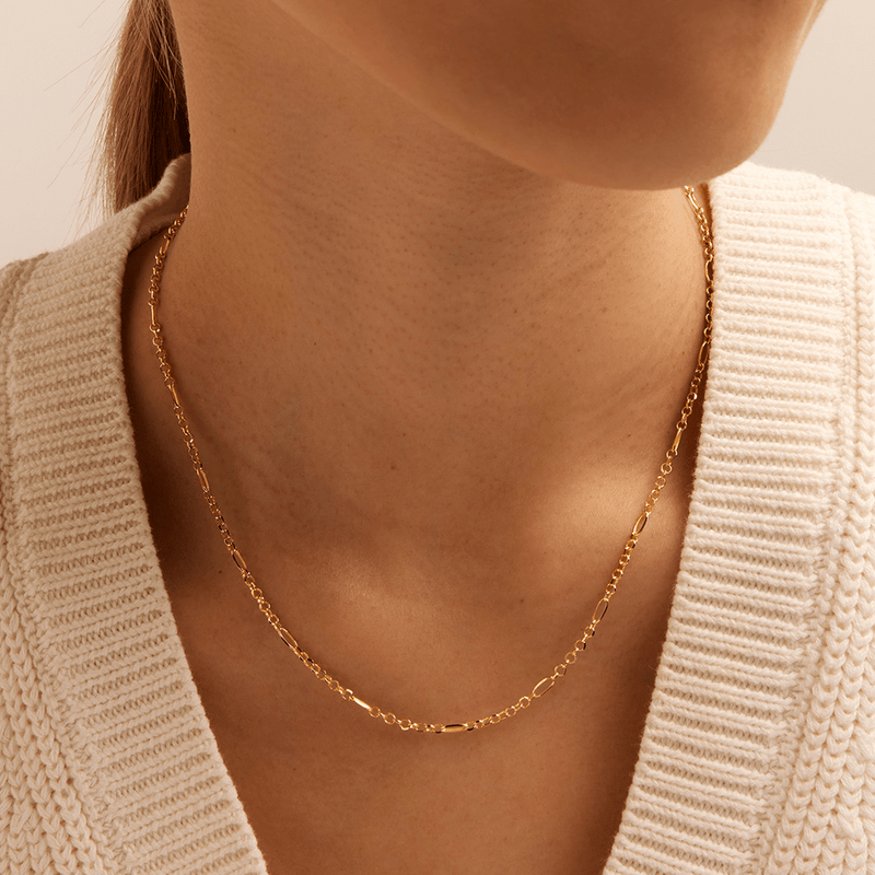 45cm Diamond Cut Figaro Chain in 9kt Yellow Gold Necklaces Bevilles 