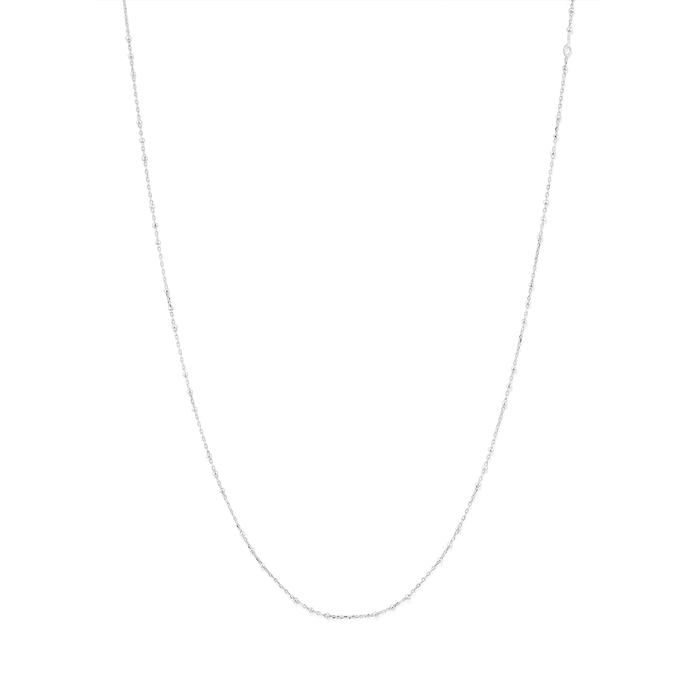50cm Station Ball Paperclip Chain Necklace in Sterling Silver Necklaces Bevilles 