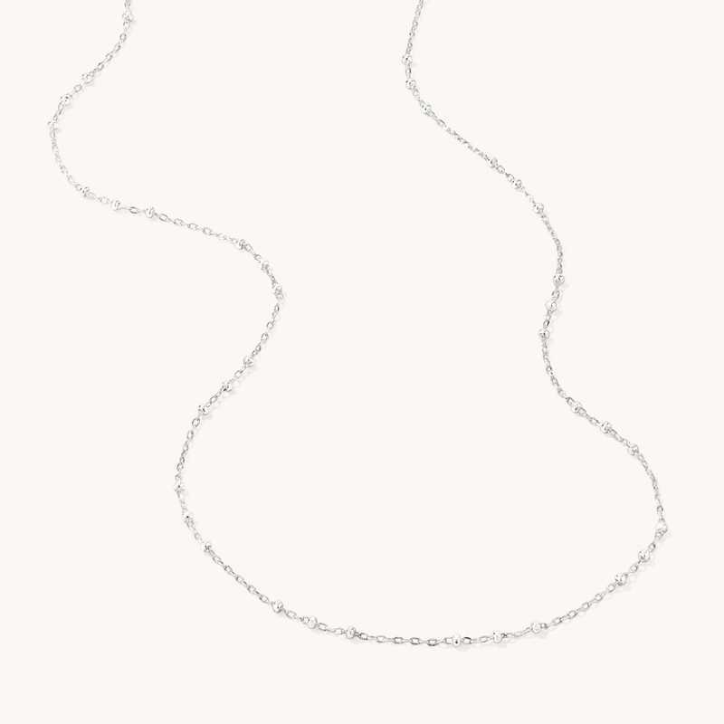 50cm Station Ball Paperclip Chain Necklace in Sterling Silver Necklaces Bevilles 