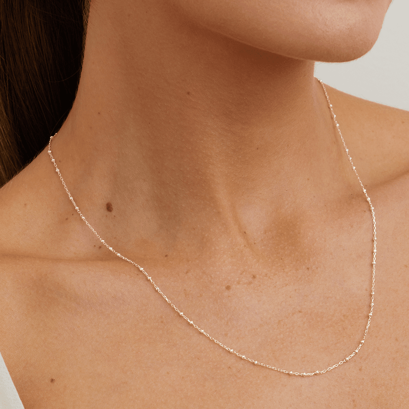 50cm Station Ball Paperclip Chain Necklace in Sterling Silver Necklaces Bevilles 