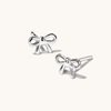 Ribbon Bow Stud Earrings in Sterling Silver Earrings Bevilles 