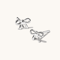 Ribbon Bow Stud Earrings in Sterling Silver Earrings Bevilles 