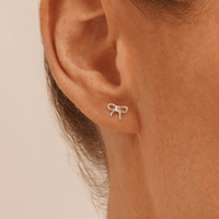 Ribbon Bow Stud Earrings in Sterling Silver Earrings Bevilles 