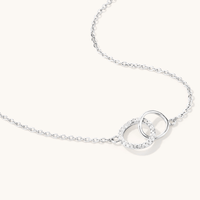 45cm Cubic Zirconia Intertwined Circle Necklace in Sterling Silver Pendants Bevilles 