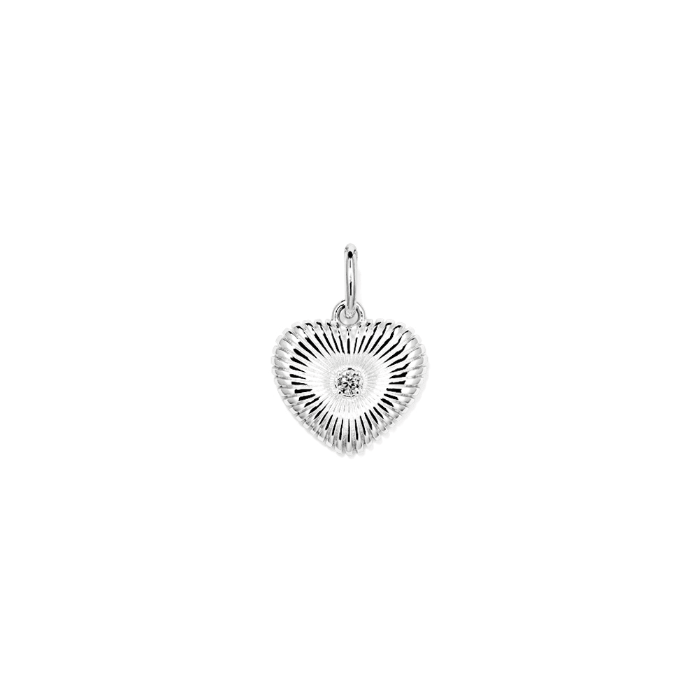 Cubic Zirconia Sunburst Heart Pendant in Sterling Silver Pendants Bevilles 