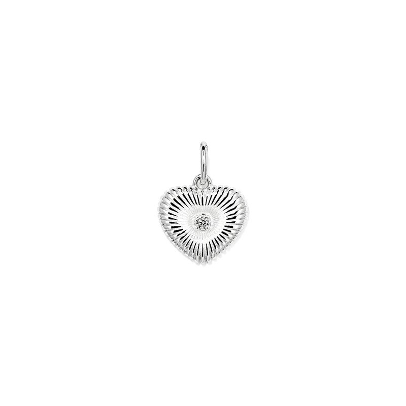 Cubic Zirconia Sunburst Heart Pendant in Sterling Silver Pendants Bevilles 