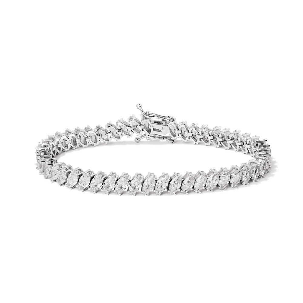 20cm Cubic Zirconia Marquise Tennis Bracelet in Sterling Silver Bracelets Bevilles 