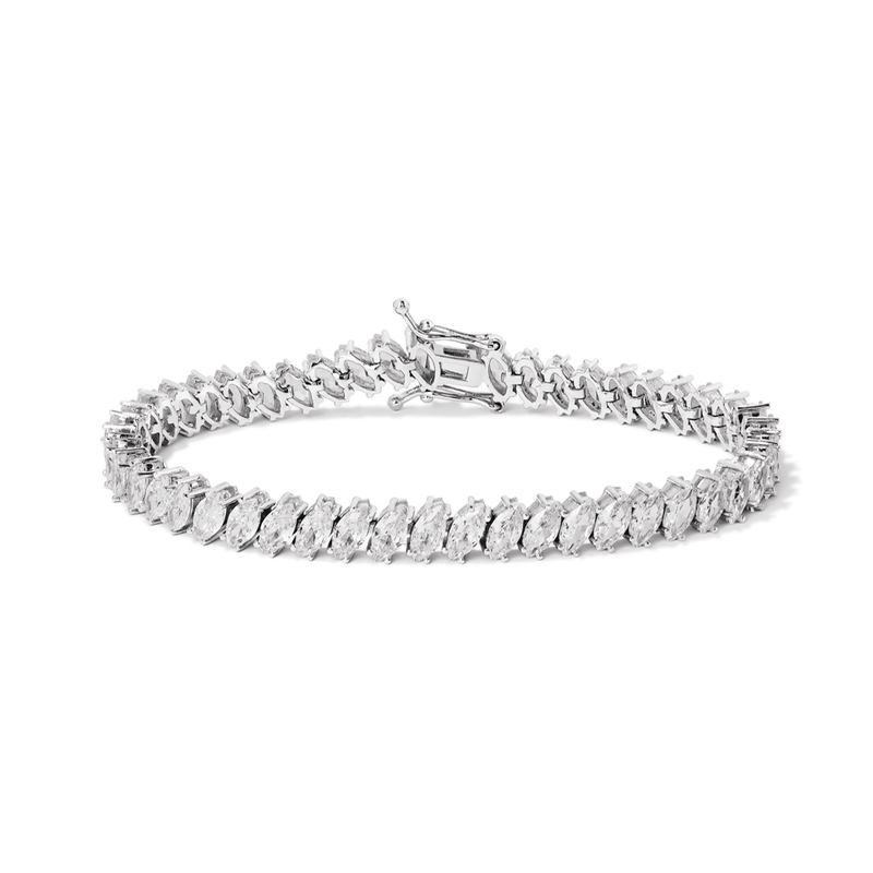 20cm Cubic Zirconia Marquise Tennis Bracelet in Sterling Silver Bracelets Bevilles 