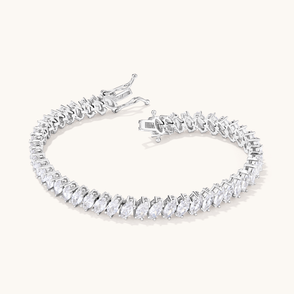 20cm Cubic Zirconia Marquise Tennis Bracelet in Sterling Silver Bracelets Bevilles 