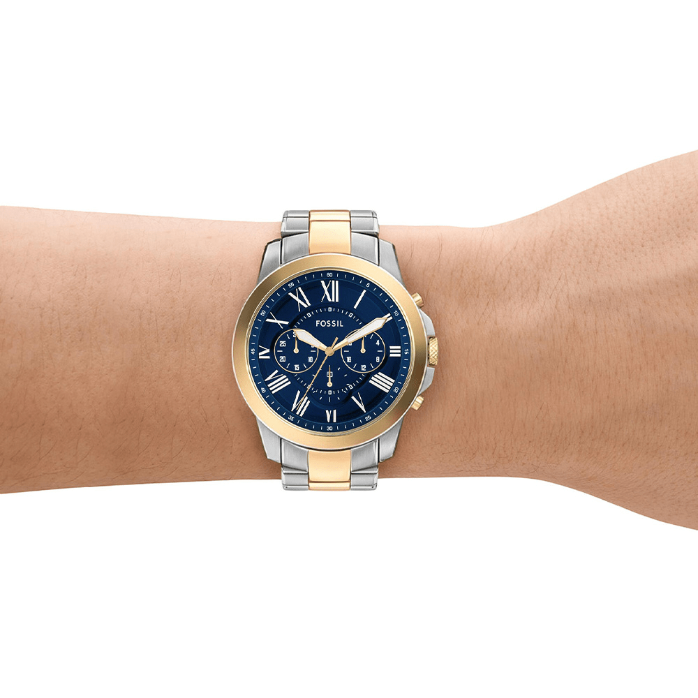 Fossil Men's Grant 2-Tone Quartz Chronograph Watch FS6132 Watches Bevilles 