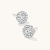 Halo Stud Earrings with 1.00tw of Laboratory-Grown Diamonds in Sterling Silver and Platinum Earrings Bevilles 