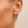 Halo Stud Earrings with 1.00tw of Laboratory-Grown Diamonds in Sterling Silver and Platinum Earrings Bevilles 
