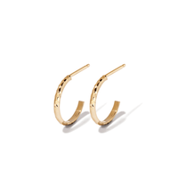 Hammered Hoop Studs in 9kt Yellow Gold Earrings Bevilles 