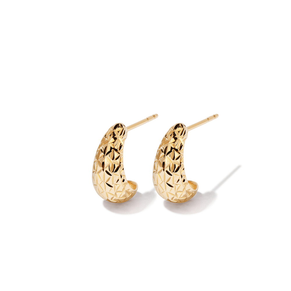 Diamond Cut Hoop Stud Earrings in 9kt Yellow Gold Earrings Bevilles 
