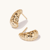 Diamond Cut Hoop Stud Earrings in 9kt Yellow Gold Earrings Bevilles 