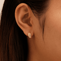 Diamond Cut Hoop Stud Earrings in 9kt Yellow Gold Earrings Bevilles 