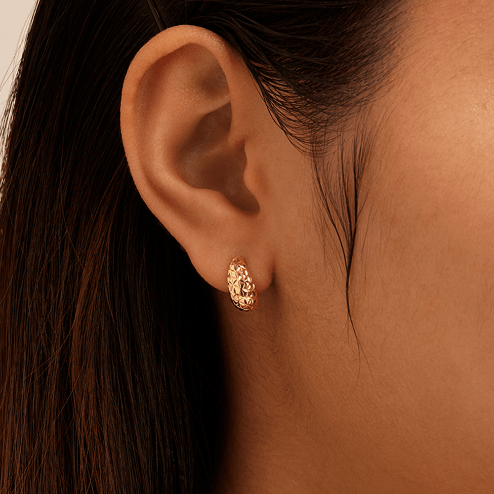 Diamond Cut Hoop Stud Earrings in 9kt Yellow Gold Earrings Bevilles 