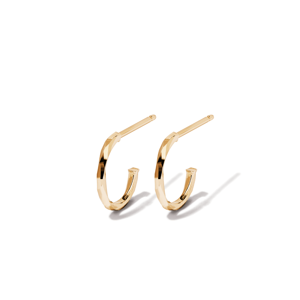 Diamond Cut Hoop Stud Earrings in 9kt Yellow Gold Earrings Bevilles 