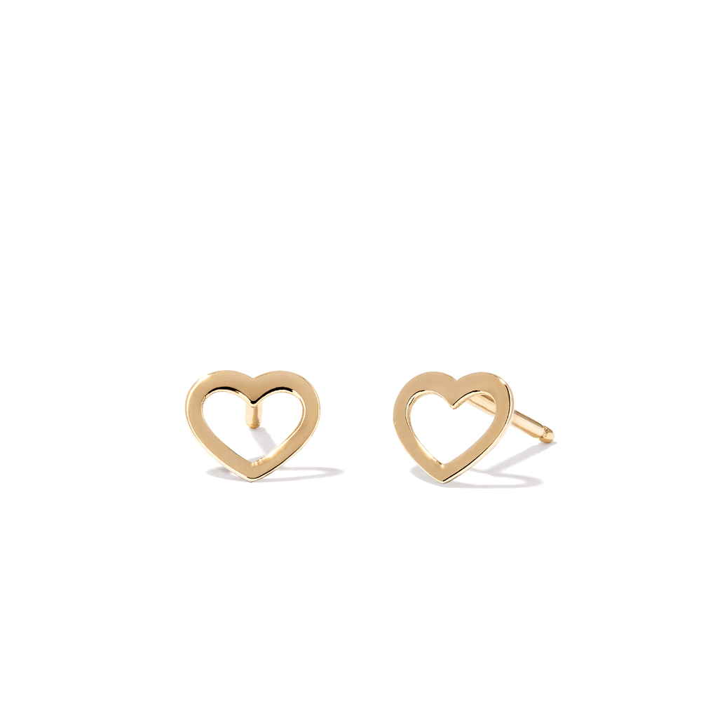 Heart Cut-out Stud Earrings in 9kt Yellow Gold Earrings Bevilles 