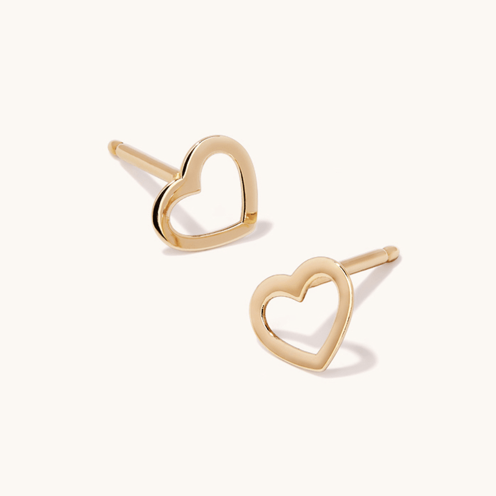 Heart Cut-out Stud Earrings in 9kt Yellow Gold Earrings Bevilles 