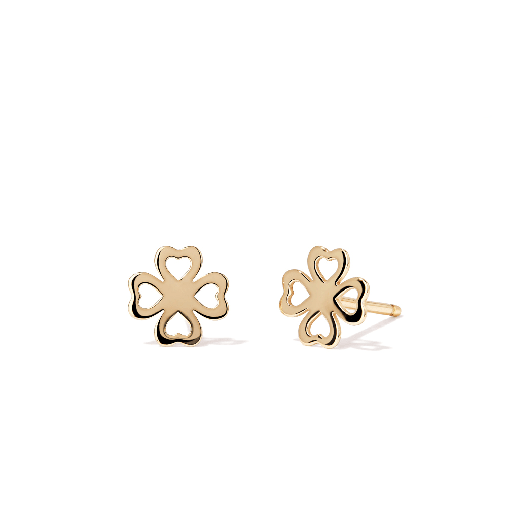Cut-Out Clover Stud Earrings in 9kt Yellow Gold Earrings Bevilles 