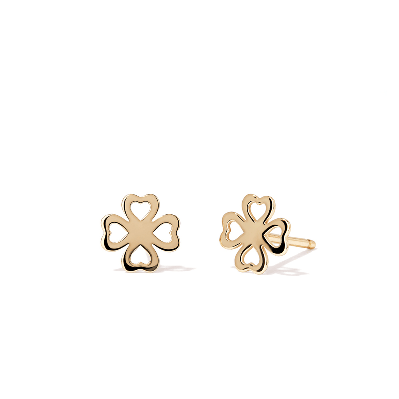 Cut-Out Clover Stud Earrings in 9kt Yellow Gold Earrings Bevilles 