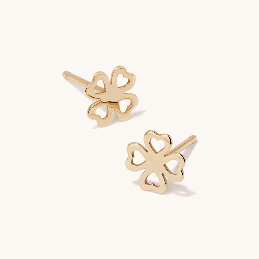 Cut-Out Clover Stud Earrings in 9kt Yellow Gold Earrings Bevilles 