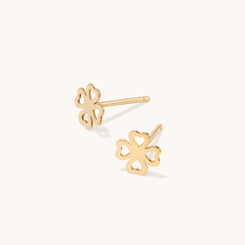 Cut-Out Clover Stud Earrings in 9kt Yellow Gold Earrings Bevilles 