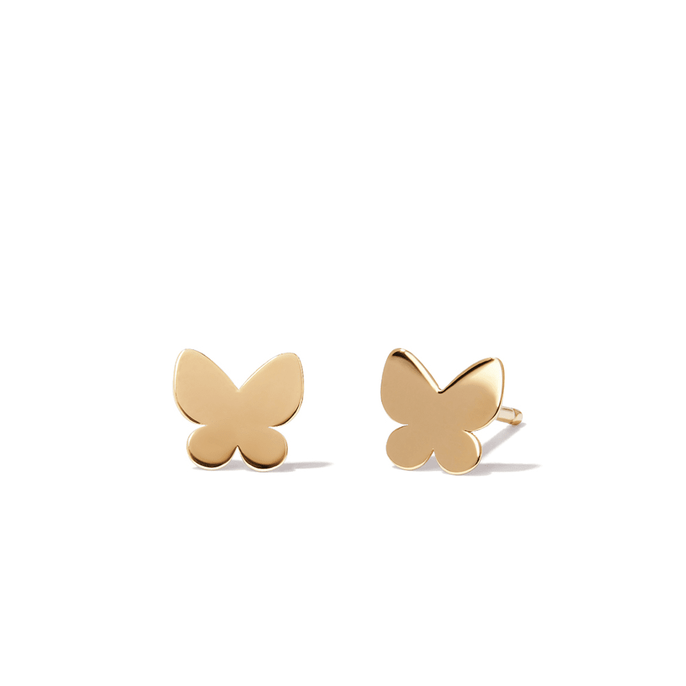 Butterfly Stud Earrings in 9kt Yellow Gold Earrings Bevilles 