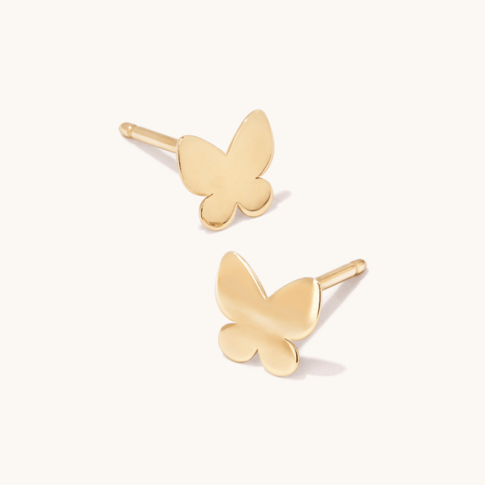 Butterfly Stud Earrings in 9kt Yellow Gold Earrings Bevilles 