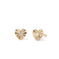 Cubic Zirconia Fluted Heart Stud Earrings in 9kt Yellow Gold Earrings Bevilles 