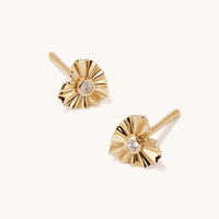 Cubic Zirconia Fluted Heart Stud Earrings in 9kt Yellow Gold Earrings Bevilles 