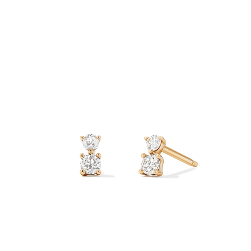 Cubic Zirconia Duo Stud Earrings in 9kt Yellow Gold Earrings Bevilles 